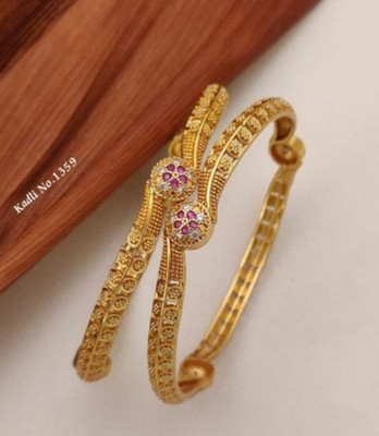 DH JEWELLS Brass Cubic Zirconia, Diamond Bangle Set(Pack of 2)