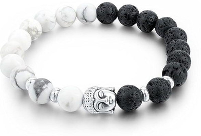 GemVastu Howlite, Crystal, Lava Beads Charm Bracelet