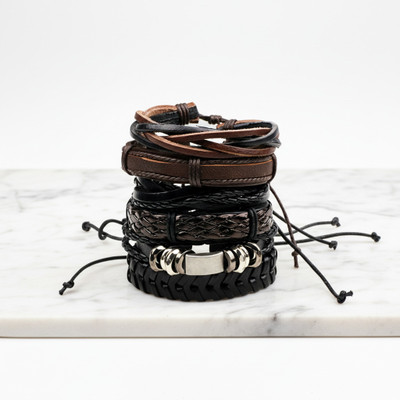 University Trendz Leather Bracelet Set(Pack of 6)