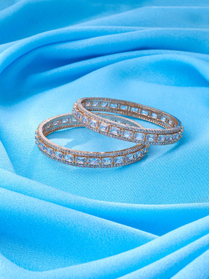 YELLOW CHIMES Metal Crystal Bangle(Pack of 2)