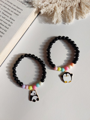 Icandies Stone, Glass Beads Gold-plated Bracelet Set(Pack of 2)