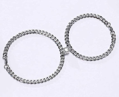 Animated Stainless Steel Sterling Silver Bracelet Set(Pack of 2)