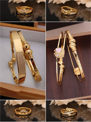 Dressberry Brass Gold-plated White, Green Jewellery Set(Pack of 6)