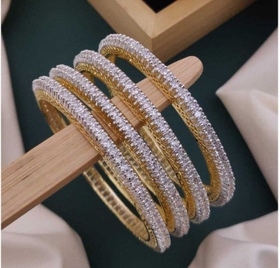 PARMESHWAR IMITATION Copper Diamond Gold-plated Bangle(Pack of 4)