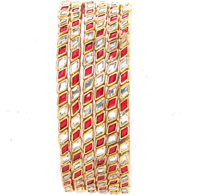 KOTTIAR CREATIONS Glass Diamond, Crystal, Moonstone Bangle Set(Pack of 10)