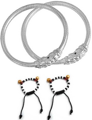 subhart Metal, Fabric Quartz Silver Coated Kada(Pack of 4)