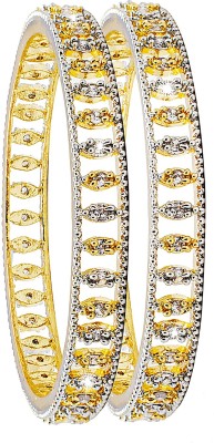 Shining Jewel Brass Cubic Zirconia Gold-plated Bangle(Pack of 2)