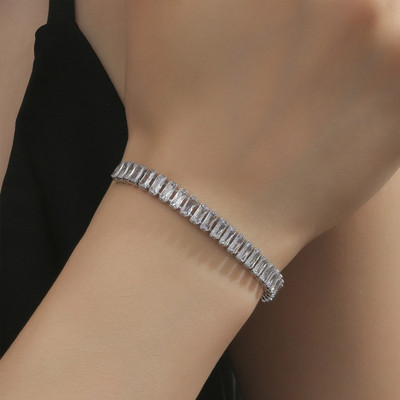 MASHBA Alloy Cubic Zirconia Silver Bracelet