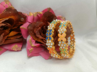 CHURA KING Alloy Gold-plated Bangle Set(Pack of 2)