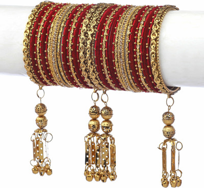 ZINEKA Metal Zircon Gold-plated Bangle Set(Pack of 10)