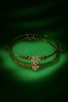 uvawas Citrine Gold-plated Bangle Set(Pack of 2)