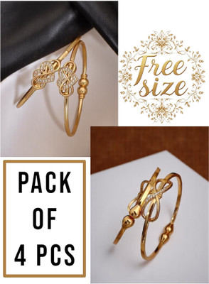 Hetshree Brass Diamond Gold-plated Bangle Set(Pack of 4)