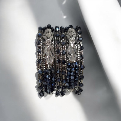 BBS Stainless Steel Black Silver Bangle Set(Pack of 6)