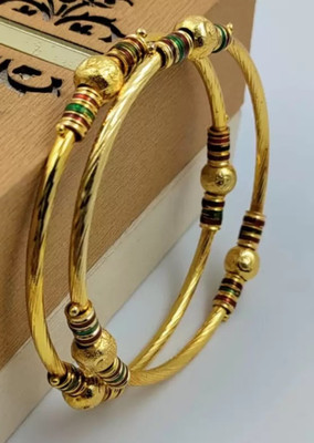 DIMIKI Copper Gold-plated Bangle Set(Pack of 2)