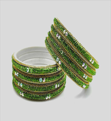 RAF dukan Plastic Crystal Silver Bangle Set(Pack of 8)
