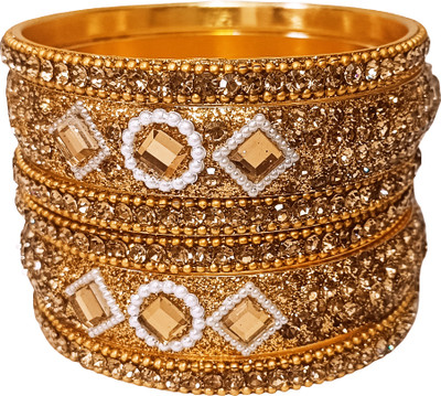 Suhana collection Metal Cubic Zirconia Gold-plated Bangle Set(Pack of 6)