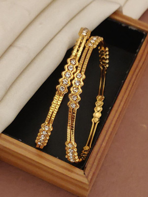 NIrjaaFashion Brass Gold-plated Bangle Set(Pack of 2)