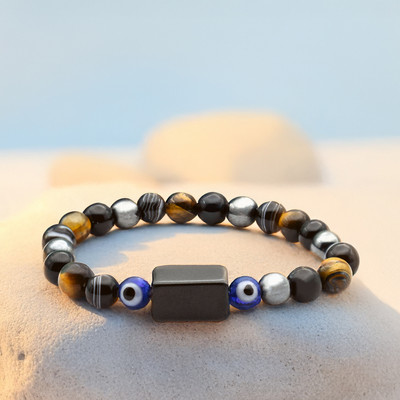 Astrotalk Tiger's Eye, Evil Eye, Black Obsidian Bracelet