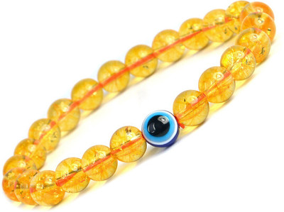 CRYSTU Stone, Citrine + Golden Beads, Crystal Charm Bracelet