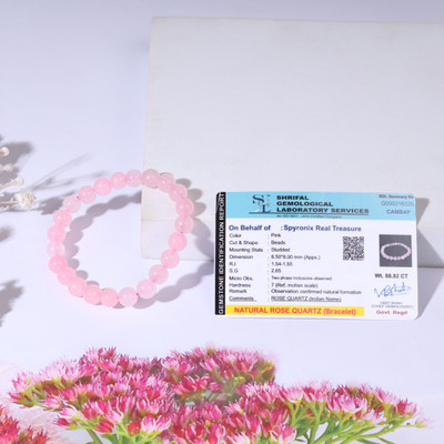 SPYRONIX REAL TREASURE Stone, Rose Quartz Crystal Bracelet