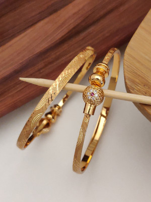 Shining Diva Metal Gold-plated Bangle Set(Pack of 2)