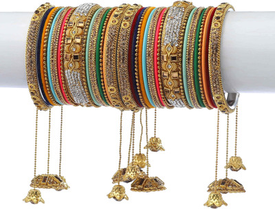 ZINEKA Metal Gold-plated Bangle Set(Pack of 10)