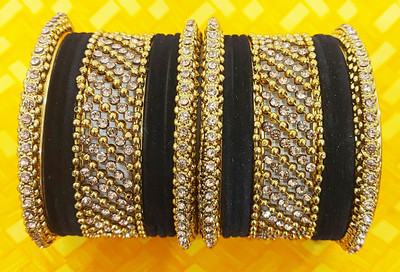 Anahat collection Metal, Fabric Gold-plated Bangle Set(Pack of 10)