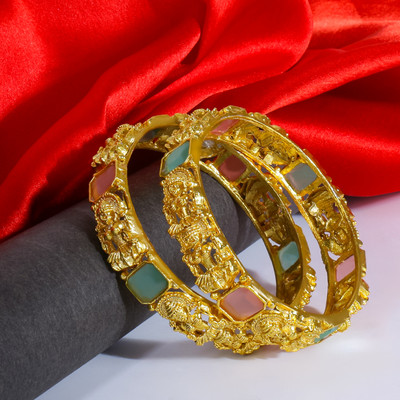 kewai Metal Cubic Zirconia Gold-plated Bangle Set