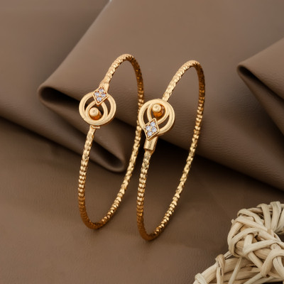 prithviraj fashionworld Brass Diamond Gold-plated Bracelet Set(Pack of 2)