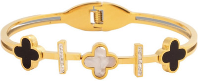 Zeeshan impex Stainless Steel Cubic Zirconia Gold-plated Kada