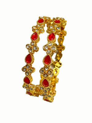 maa sitala store Brass Beads Gold-plated Bangle Set(Pack of 2)