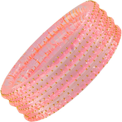 ZULKA Glass Pearl, Crystal Bangle Set(Pack of 4)