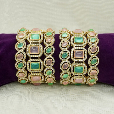 Panini Jewels Alloy Crystal Gold-plated Bangle Set(Pack of 2)