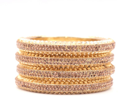 navjai Plastic Cubic Zirconia Gold-plated Bangle Set(Pack of 4)