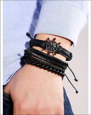 Rajwanti Collection Leather Beads Bracelet Set