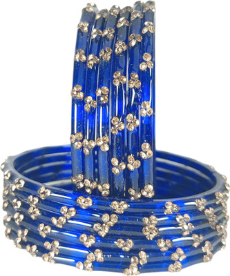 RIJB Glass Zircon Bangle Set(Pack of 10)