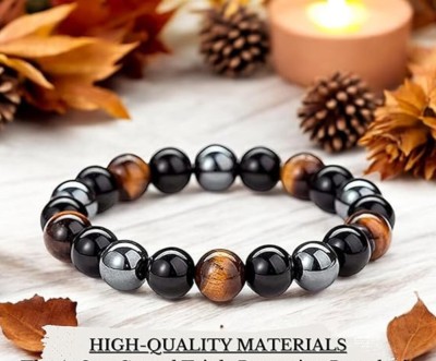 VIBESLE Stone, Tiger's Eye, Black Obsidian Beads, Crystal Bracelet