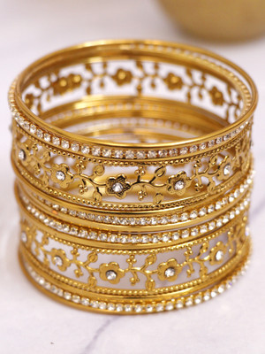 navjai Brass Zircon Bangle Set(Pack of 14)