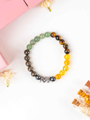 Kicky and Perky Pyrite, Hematite, Green Aventurine, Tiger's Eye, Sterling Silver, Citrine Bracelet