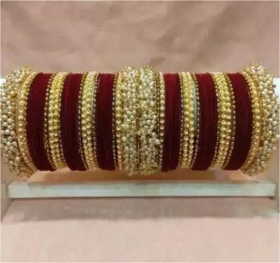 Rajwadi Alloy Pearl Gold-plated Bangle Set(Pack of 10)
