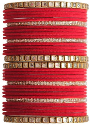 Guddan Metal Crystal Gold-plated Bangle Set(Pack of 32)
