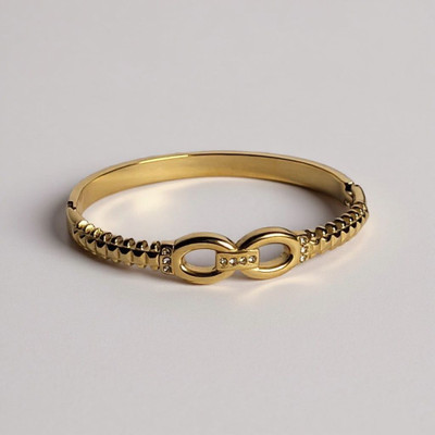 CRYSTALGLOW Stainless Steel Gold-plated Kada