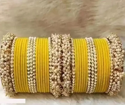 Rajwadi Alloy Pearl Bangle Set(Pack of 38)