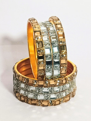 ahana Crystal Crystal Gold-plated Bangle(Pack of 8)