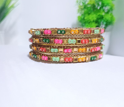 JNDRA COLLECTION Stone Beads Bangle Set(Pack of 4)