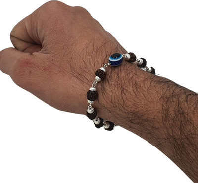Kuttumb Gems & Jewels Rudraksha, Evil Eye Silver Bracelet