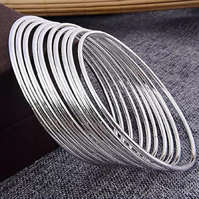 Fab Creations Alloy Silver Bangle Set(Pack of 12)