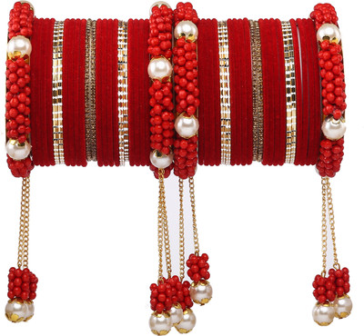 GLIKA Metal Beads, Pearl, Zircon Gold-plated Bangle Set(Pack of 48)