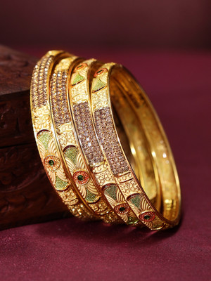 Rubans Elements Alloy Gold-plated Bangle Set(Pack of 4)