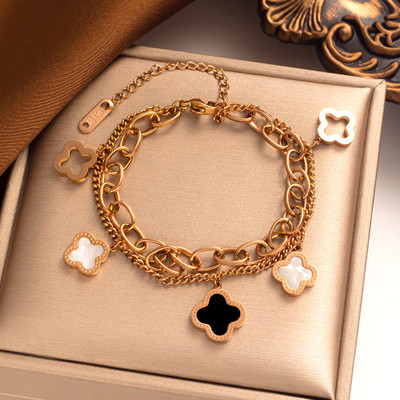 MYKI Stainless Steel Gold-plated Charm Bracelet